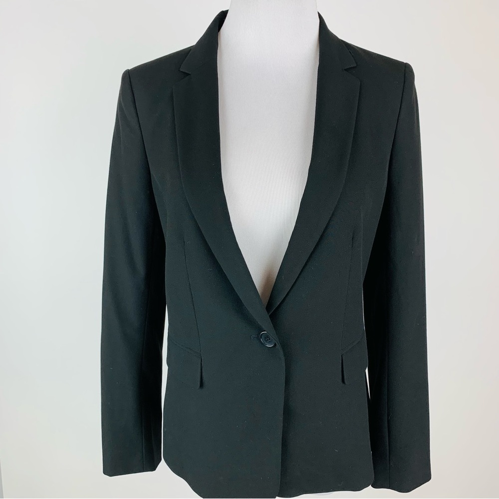 Ann Taylor Black One Button Suit Blazer Sz 6 Petite